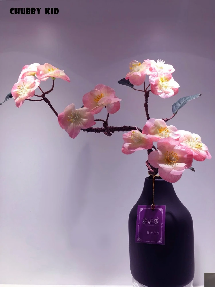 Real touch artificial silicone Cherry blossoms felt latex flowers Peach blossom wedding decorative wholesale 6pcs/lot on. Искусственные цветы из силикона и латекса с имитацией прикосновения к реальным цветам вишни и персика для свадебного украшения оптом 