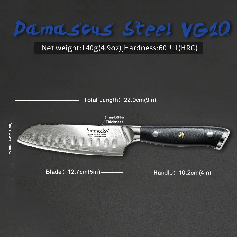 SUNNECKO 5 &quotнож Santoku кухонные ножи 73 слоя японский Дамаск VG10 стальная бритва острый