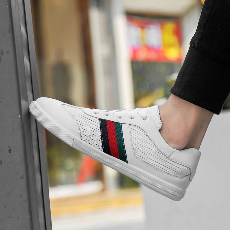 2019 New Fashion Men Genuine Leather Casual Shoes Lightweight Breathable Flats Mesh Luxury Brand Outdoor Sport Sneakers | Обувь
