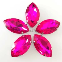 free shipping rose red leaf shape galss loose rhinestonessew on stone with four holes for diy for dress