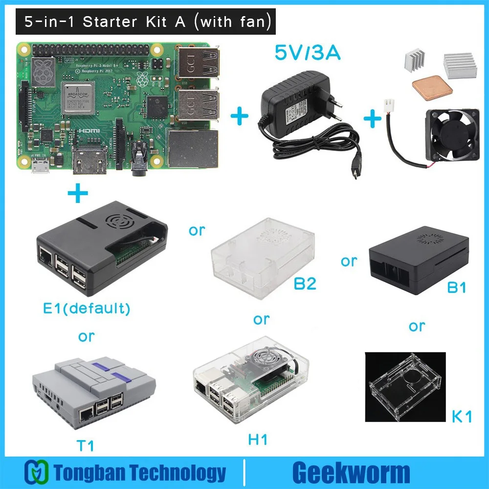 Raspberry Pi 3 Model B + (плюс) стартовый комплект с 3B плата блок питания теплоотвод