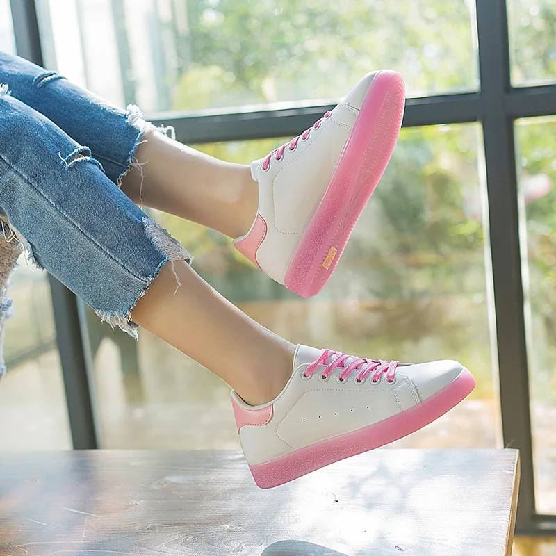 Fujin/весенние белые туфли с желейной подошвой Женская Обувь На Шнуровке Для