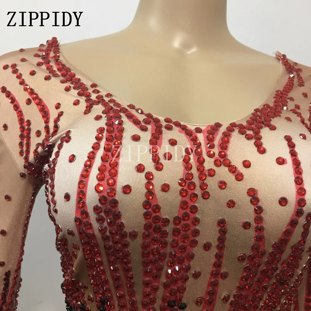 Fashion Sparkly Black Crystals Bodysuit Sexy Nightclub Full Stones One Piece Costume Prom Birthday Celebrate Leotard