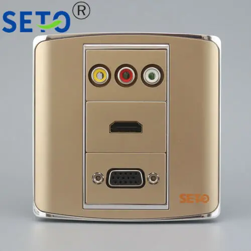 86 Тип 3 порта бесплатный припой RCA AV аудио + HDMI гнездо VGA лицевая панель Keystone |