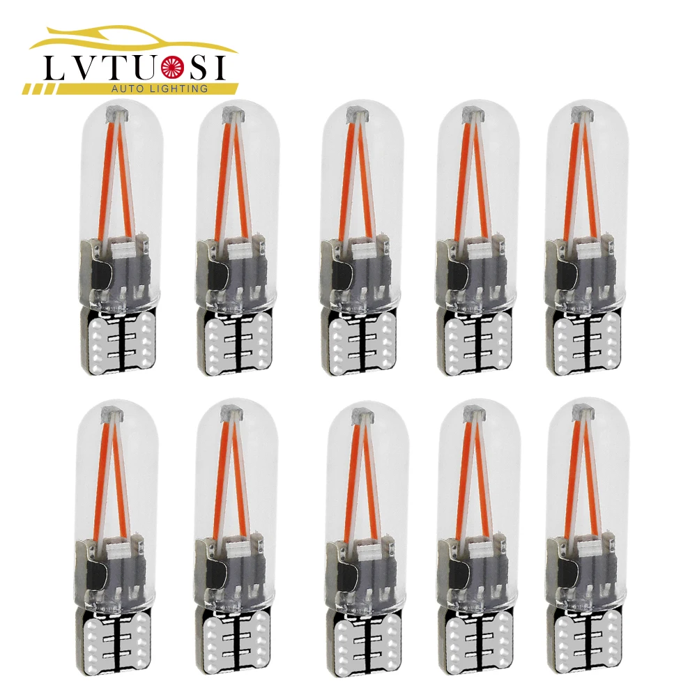 

LVTUSI Новинка T10 LED 194 W5W COB стеклянная автомобильная лампа Светодиодная нить лампа для чтения купольная лампа для багажника DRL автостайлинг сиг...