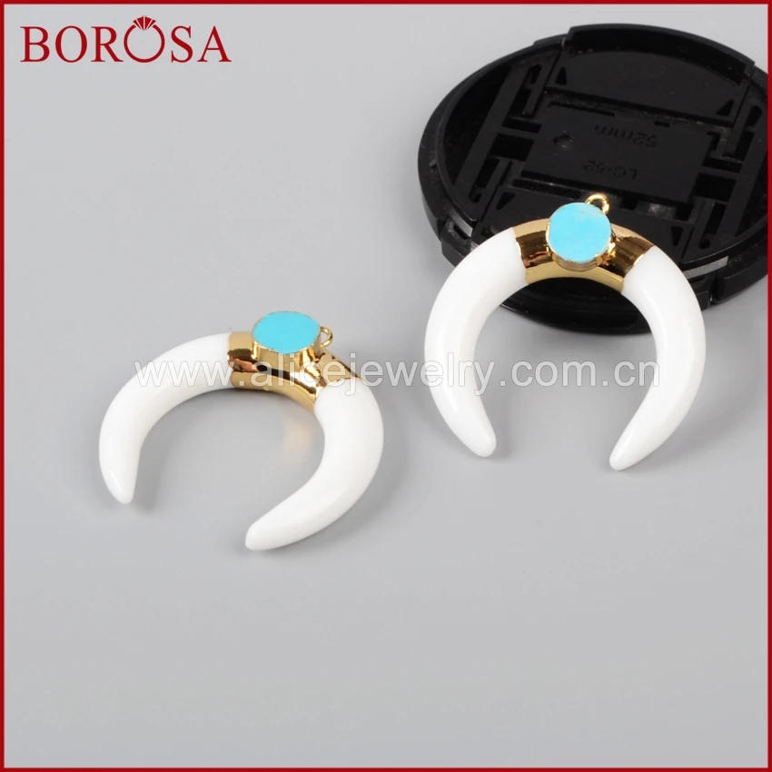 BOROSA оптовая продажа цена золотой цвет белый кристалл полумесяц двойная подвеска