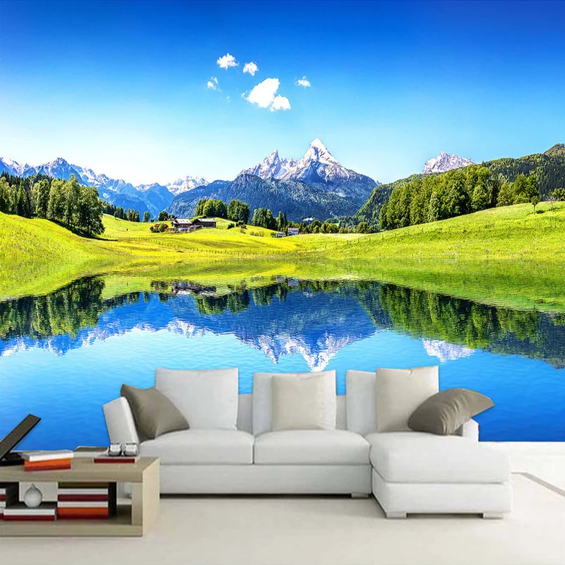 3D фотообои любого размера на заказ пейзаж Голубое озеро картина стену гостиная