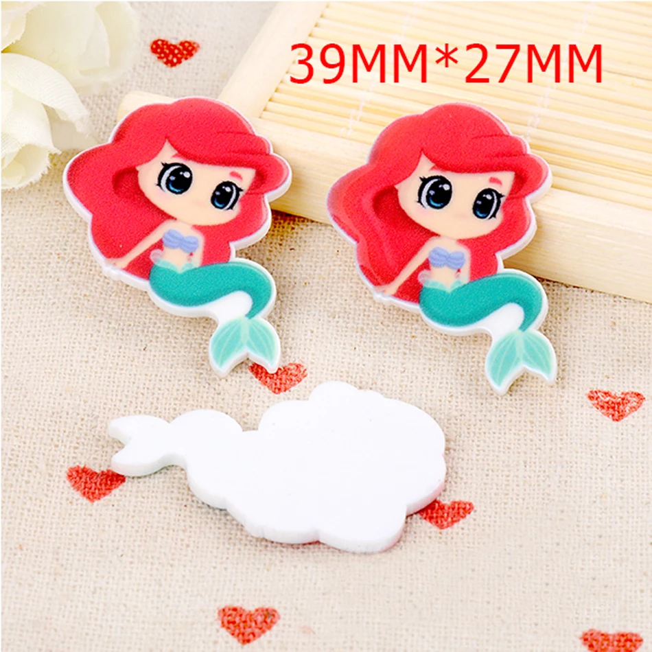 50 шт. Смешанная милая маленькая Русалочка плоская полимерная фигурка мультяшный