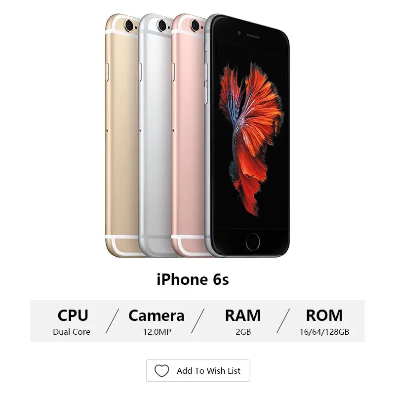 Разблокированный Apple iPhone 6S 4K двухъядерный процессор 2 Гб ОЗУ 16/64/128 ПЗУ экран 4 7