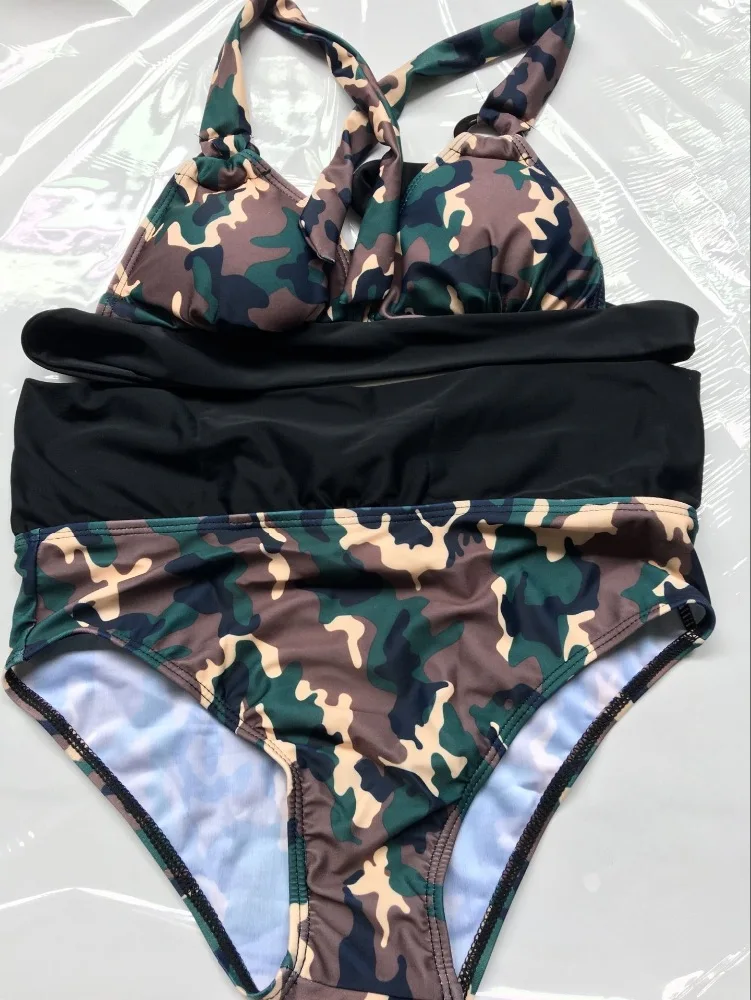 Камуфляжный комплект бикини новинка 2017 женский купальник пляжная одежда с