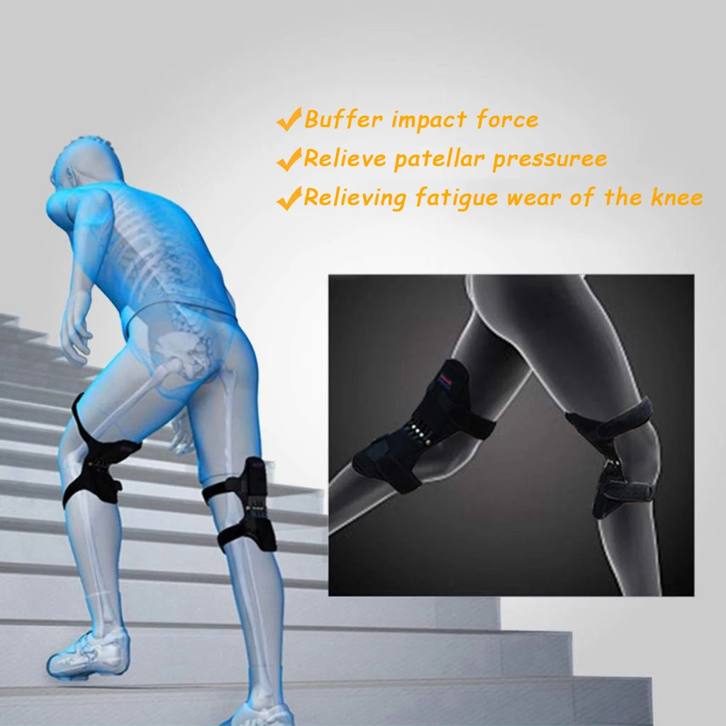 

1 Pair Joint Support Knee Pads Breathable Non-slip Power Lift Joint Support Knee Pads Powerful Rebound Spring Force Knee Booster
