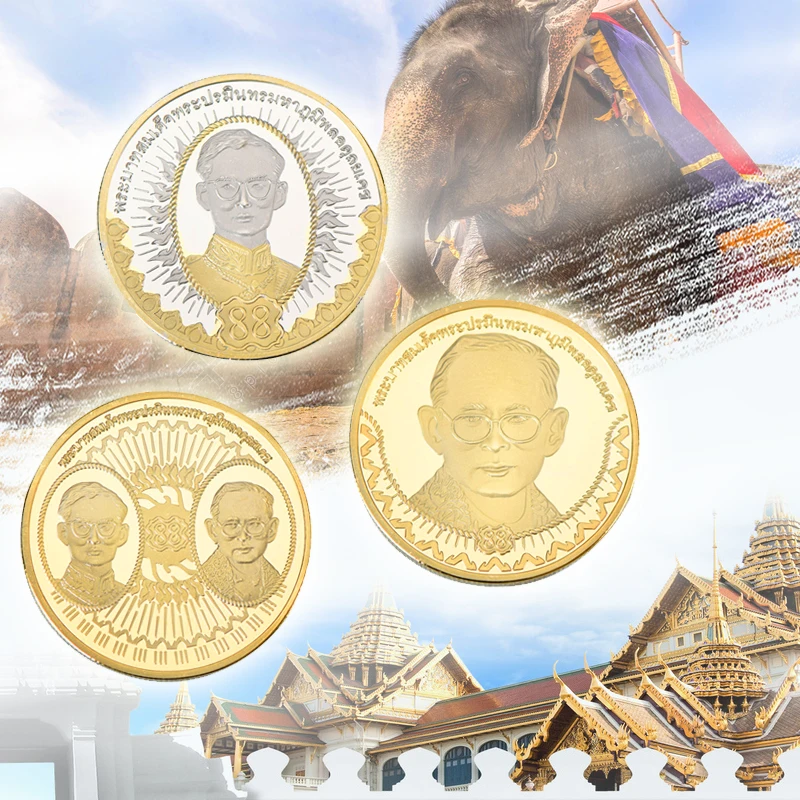 WR 3 шт позолоченная и Посеребренная монета Thailand King Challenge МОНЕТА памятная Bhumibol