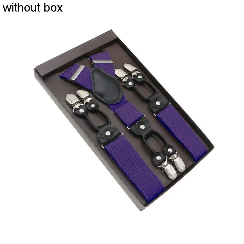 12 Black Real Leather 6 Clips Suspenders Braces Vintage Casual Suspensorio Tirante Trousers Strap Bretele Dad/Husband's Gift - Цвет: 12