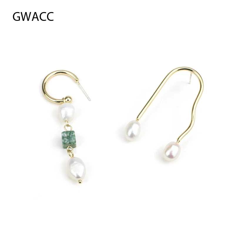 GWACC Асимметричные Винтажные висячие серьги из натурального жемчуга Необычные