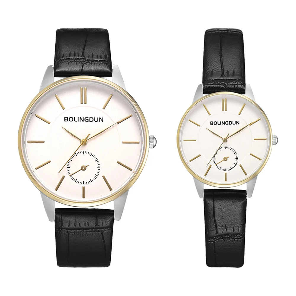 Gold White Комплект из 2 предметов, женские часы для пары, Роскошный топ бренд, кожаный ремешок, модные спортивные часы, Reloj браслет, креативные часы, наручные часы, новинка - Цвет: Gold White