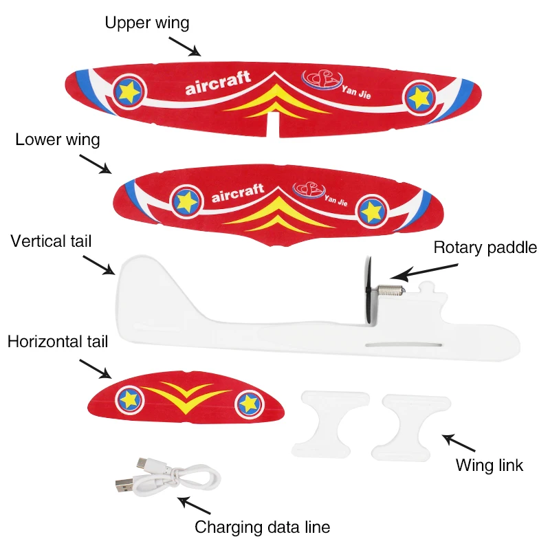Rechargeable Electric Biplane Glider Foam Powered Flying Plane Aircraft Model Science Health Educational Toys For Children |