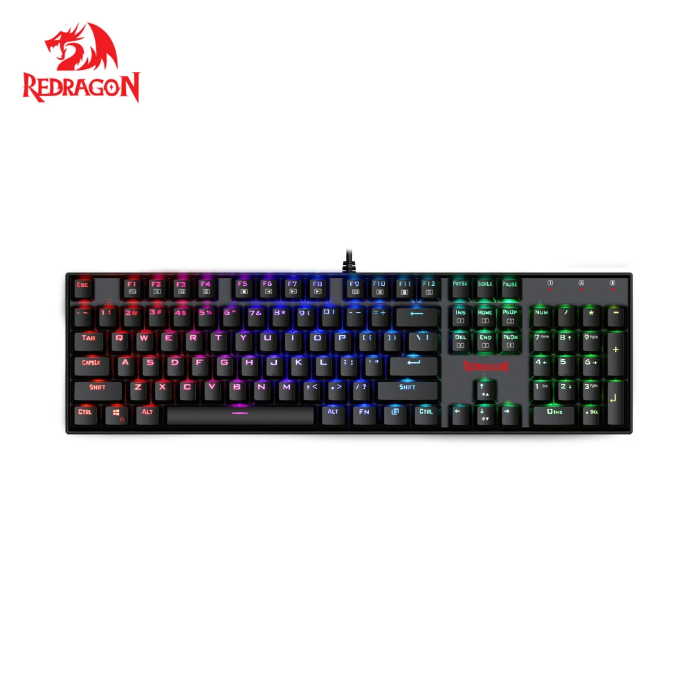 Игровая клавиатура Redragon K551, механическая клавиатура с 104 клавишами, RGB светодиодный Ной подсветкой, механическая клавиатура с подсветкой для ПК и игр