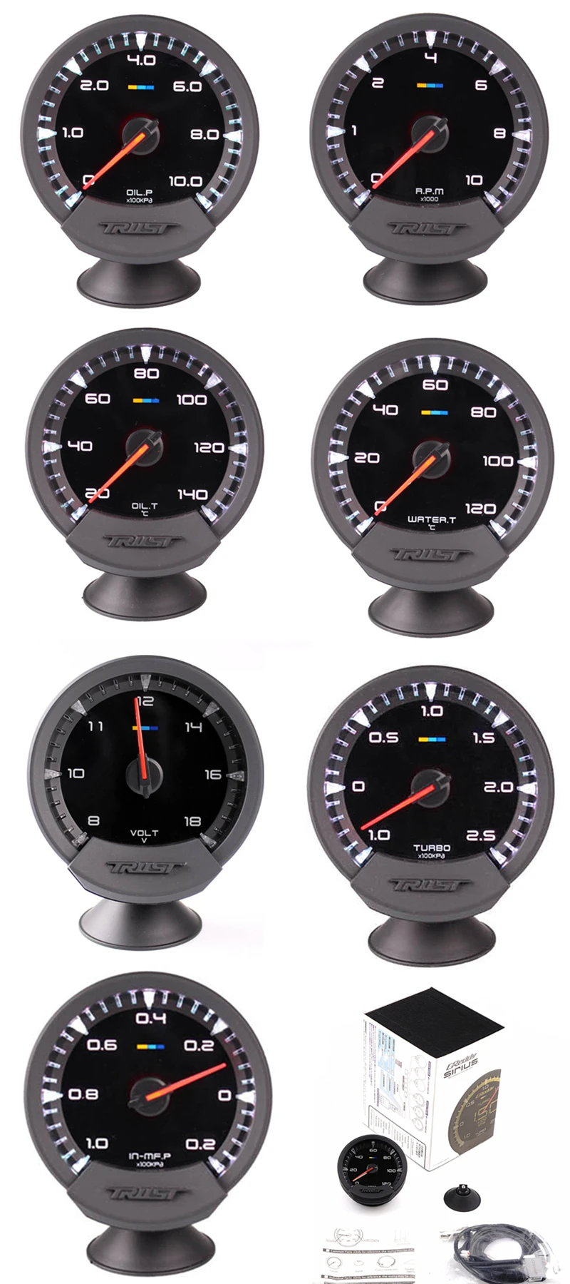 GReddi Sirius метр Turbo Boost Калибр 7 цветов гоночный автомобиль Калибр электронный датчик Boost 2,5 бар 3 дюйма 63 мм
