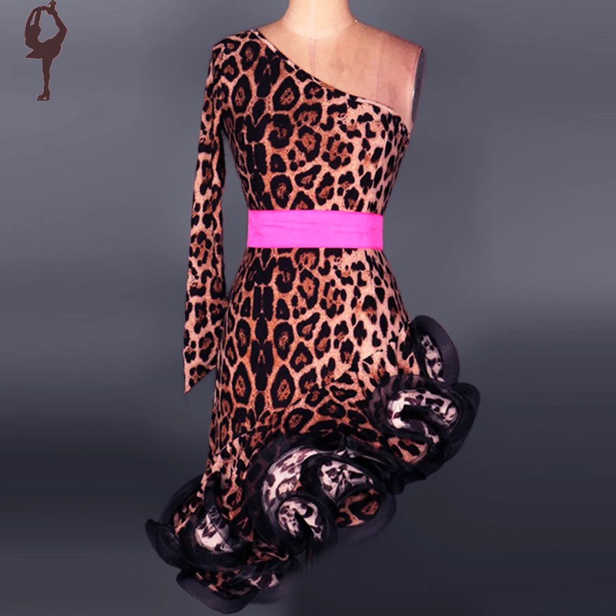 

Платья для латиноамериканских танцев для взрослых и детей, одежда для леопарда, фиолетового, синего, черного, красного, ча-ча, румбы, самбы, т...