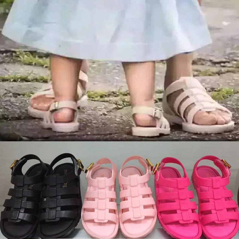 Сандалии в римском стиле для девочек; Новинка года; сандалии Melissa на полой подошве; обувь melissa для малышей; дышащие сандалии Melissa для малышей; 12,8-17,8 см
