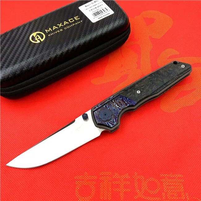 Blue screw Maxace сковорода папка титановый сплав ручка M390 сталь Открытый Кемпинг Фрукты Охота тактический нож EDC инструменты - Цвет: Blue screw