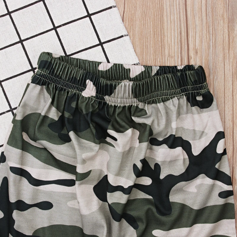 Rorychen Children Baby Boys Clothes 2018 New Summer Black Sleeveless Vest+Camouflage Long Pants 2Pcs Suit Kids | Детская одежда и