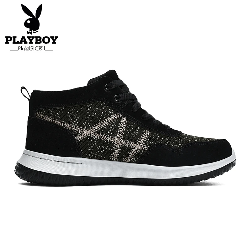 PLAYBOY/Новинка; брендовые зимние ботинки; Мужская плюшевая теплая Повседневная Обувь На Шнуровке; модные мужские кроссовки; удобные мужские зимние ботинки; DS87267