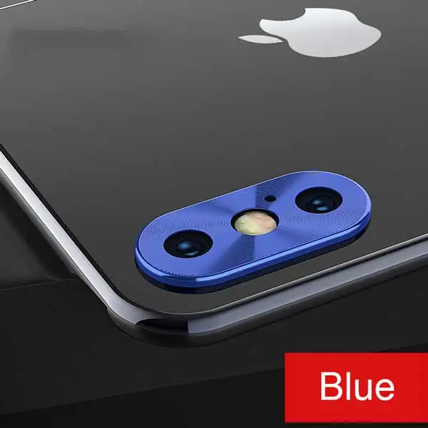 Blue 1 Для iPhone 7 8 Plus X XS Max XR объектив камеры протектор экрана металлическое защитное кольцо Крышка для iPhone XS XR X 7 8 чехол - Цвет: Blue 1