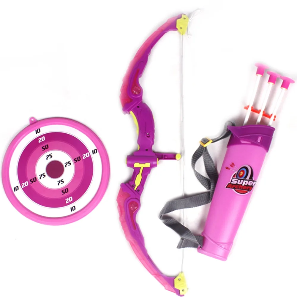 

[Funny] Kids Safe Fun Shooting game Toy light Bow Arrow Archery Target Aiming Shooting Set outdoor sport toy princess bows gift