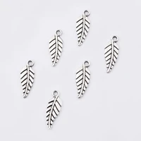 20pcs tone leaf leaves charms feather pendant for necklace earring jewelry findings accessories 19x7mm