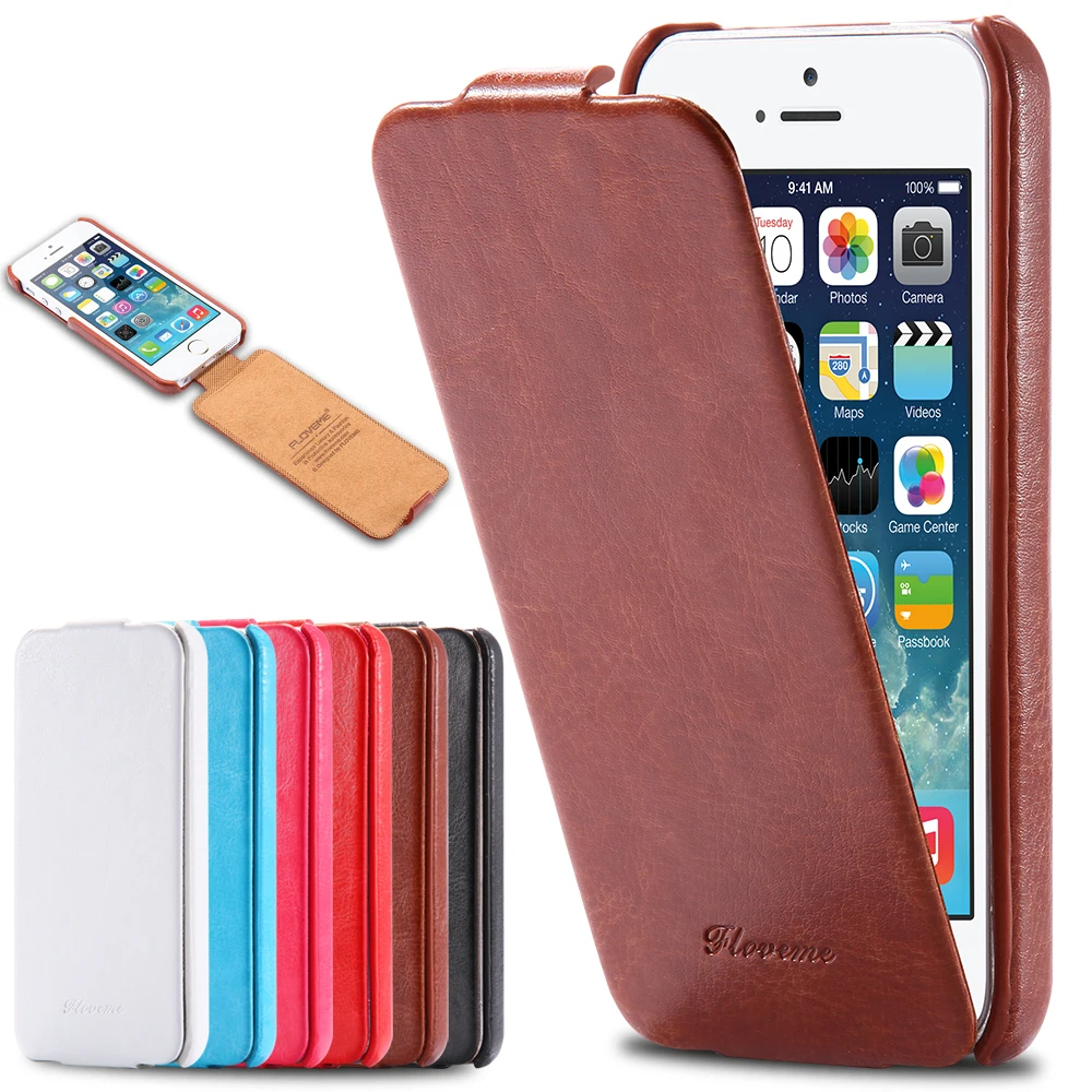 Floveme логотип бренда для iPhone 5 Ретро люкс Флип Crazy Horse кожаный чехол Apple IPhone 5S г