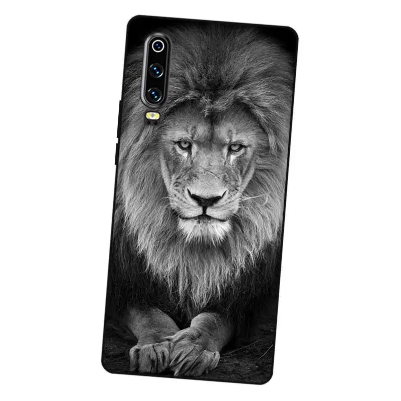 P109 Lion Black Silicone Case Cover For Huawei P8 P9 P10 P20 P30 Lite Pro P Smart Plus 2017 2019 |