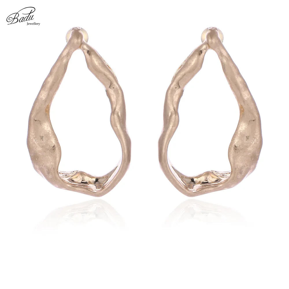 Badu Simple Fashion Earring Geometric Studs for Women Gold Earrings Jewelry Vintage Alloy Hollow Statement Wholesale | Украшения и