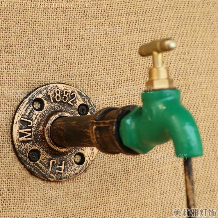 

Rustic Retro Loft Vintage Wall Lamp Lights Pipe Glass Bottle Faucet Shape Industrial Wall Sconces Arandela Lamparas De Pared