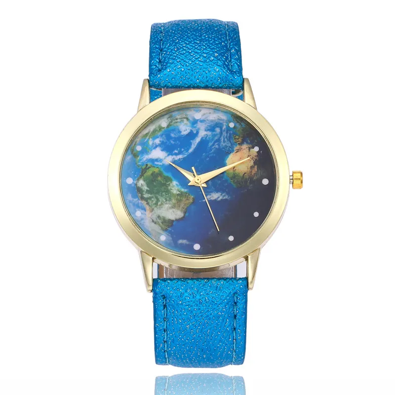 Модные женские часы LASPERAL циферблат с картой мира из искусственной кожи кварцевые