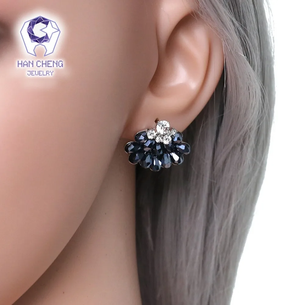 HanCheng новые модные эффектные веерообразные серьги гвоздики с драгоценными