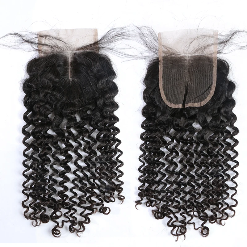 Али queen hair Экстра Pro. Соотношение 10A Кружева Закрытие бразильского Виргинские человеческих волос глубокая волна 4x4 кружева закрытие часть/средняя часть
