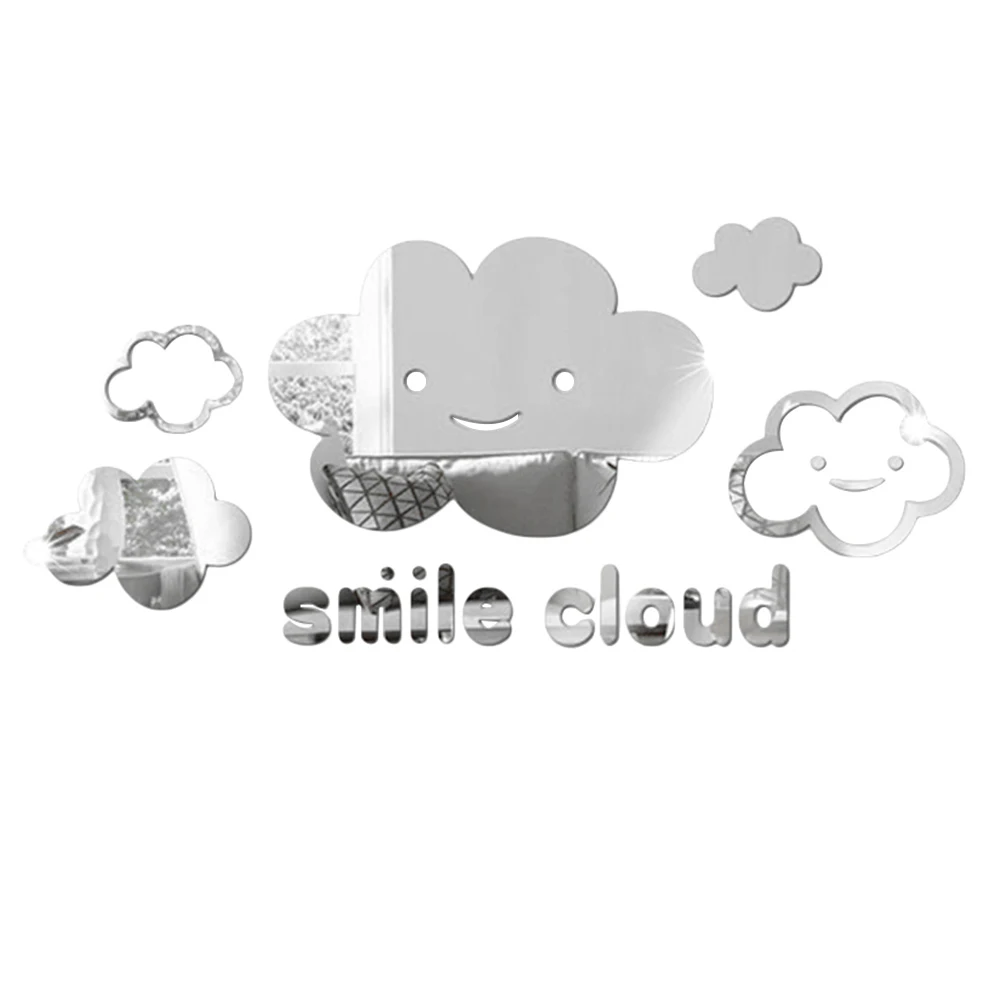 3D Улыбающееся облако зеркало наклейка на стену самоклеящаяся Съемная домашний
