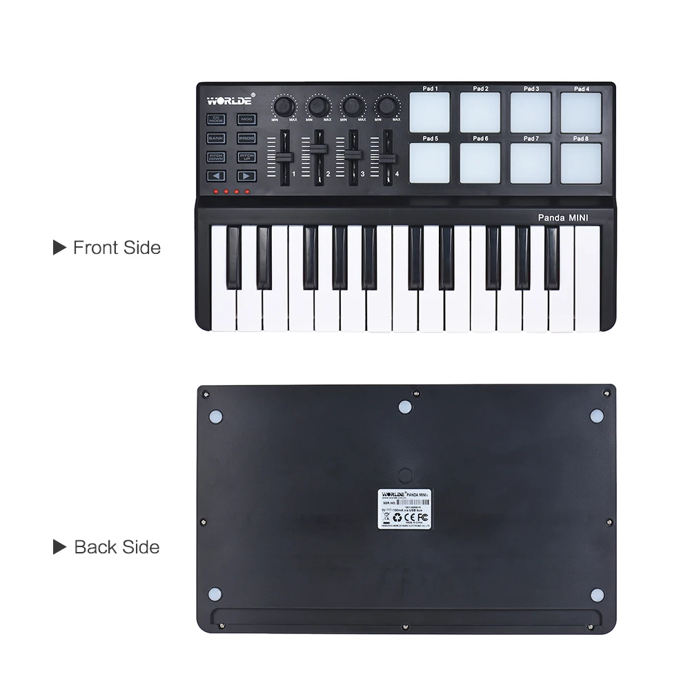 WORLDE Panda MINI ультрапортативная USB MIDI-клавиатура с 25 клавишами 8 цветными подсветками