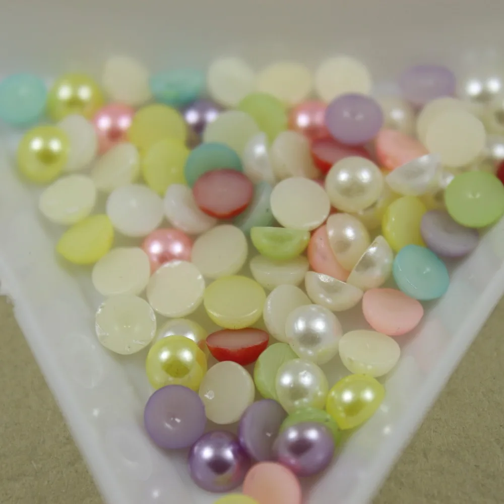 800 шт. 5 мм Разноцветные свободные плоские жемчужные акриловые полушарики для