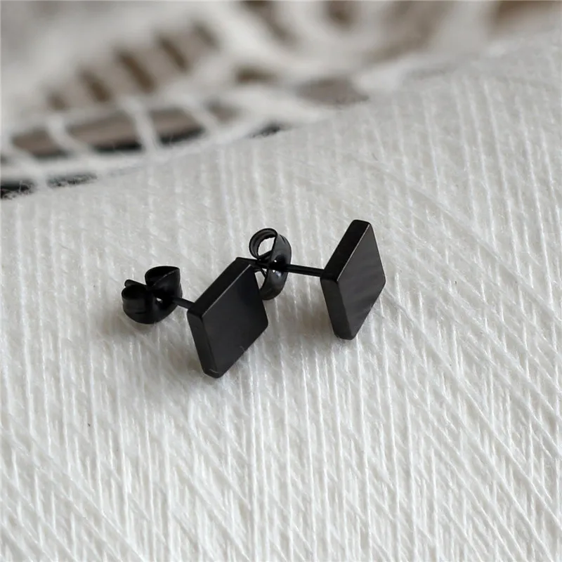 

316l Stainless Steel Black Brief 8mm Square Stud Earrings For Men Women Anti-Allergy No Easy Fade
