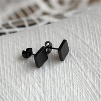316l stainless steel black brief 8mm square stud earrings for men women anti allergy no easy fade