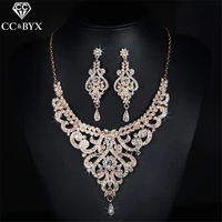 vintage jewelry earring and necklace bridal wedding jewelry sets shinestone crystal cz luxurious party accessories d020