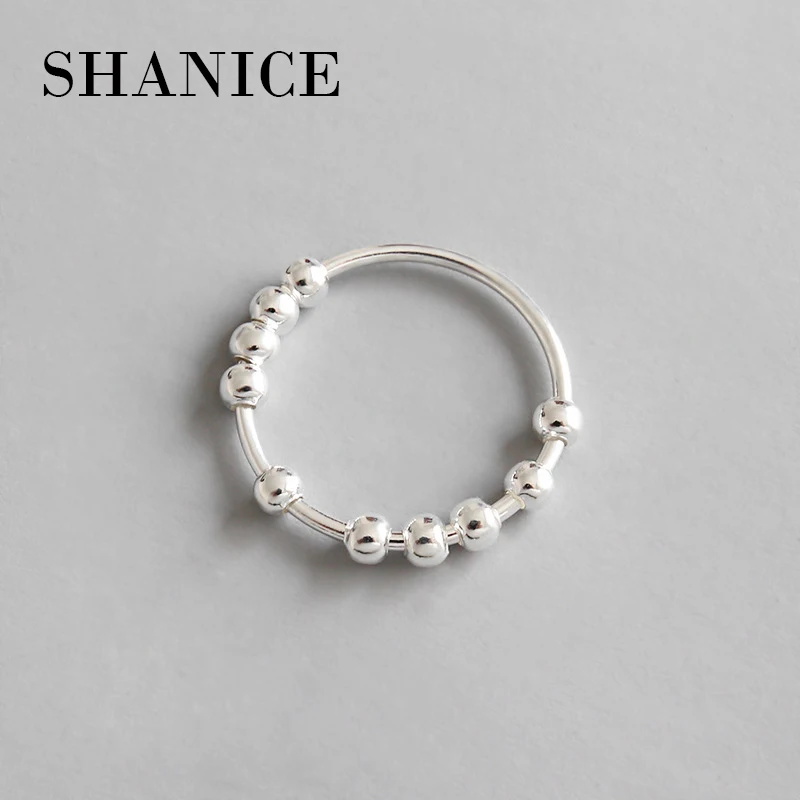 SHANICE, Настоящее серебро 925 пробы, INS, простая Геометрическая цепочка из бисера, кольца для женщин, роскошные ювелирные украшения, панк-улица