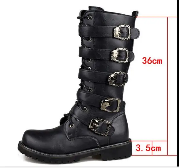 

{Zorssar} 2018 New arrival Knee High Boots Mens Military Boots PU Leather Men Long Cowboy boots fashion male Motocycle Boots