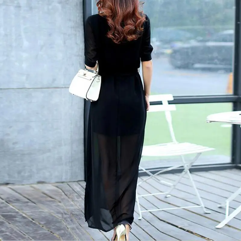 Ethnic Elegant women dress plus size loose half sleeve 2019 chiffon Maxi long summer Robe vestidos de festa tunique femme | Женская