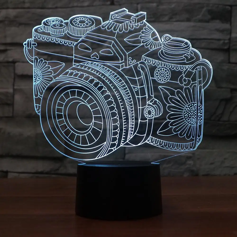 Новинка 3D лампа с камерой иллюзия светодиодная USB сенсорный RGB 7 цветов