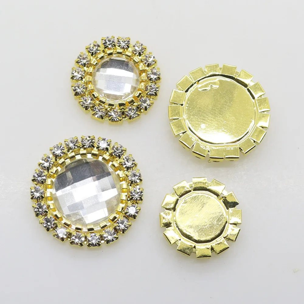 Круглые позолоченные пуговицы Стразы для украшения свадебной вечеринки сделай