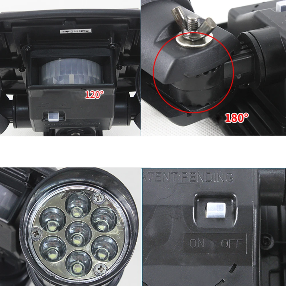 PIR Солнечный водонепроницаемый прожектор сад 14LED Регулируемый рычаг открытый