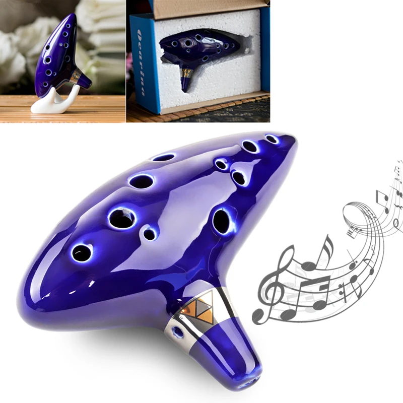 

12 Hole Blue Ocarina Beautiful Durable Ceramic Alto Mid-tone ToneC Flute